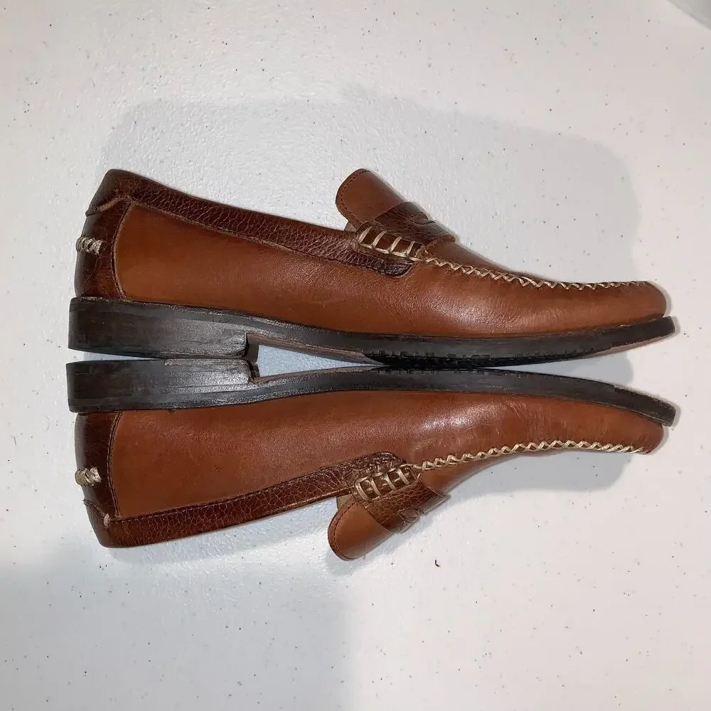 Tommy Bahama Men's Finlay Penny Loafers Size 8.5 M Brown Leather Preppy Casual